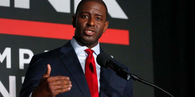 July 18, 2018: Tallahassee Mayor Andrew Gillum speaking during a Democratic gubernatorial debate held at Florida Gulf Coast University's Cohen Center in Fort Myers, Fla.