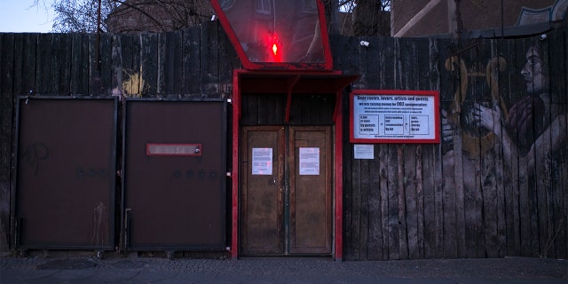This March 25, 2020, photo, shows an entrance to the closed music club Wilde Renate in Berlin, Germany. (AP Photo/Markus Schreiber)