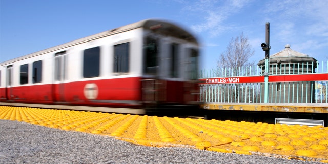 A Boston subway train is seen here at Charles/MGH Station. A train similar to this one collided with another Wednesday on the city's Green Line, leaving operators injured, officials said.