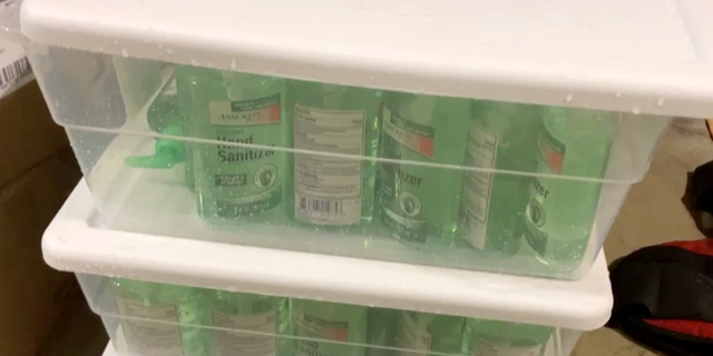 Some of the hand sanitizer that was donated to the Chattanooga Fire Department.