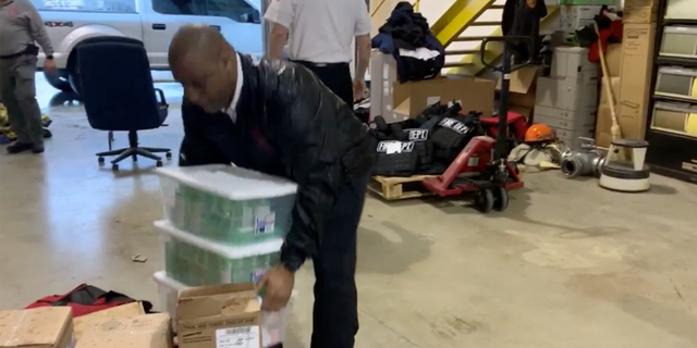 Hand sanitizer and other supplies arrived at the Chattanooga Fire Department on Tuesday.