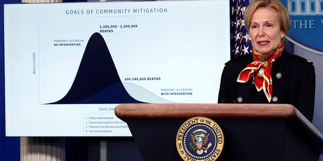 Dr. Deborah Birx, White House coronavirus response coordinator, speaks about the coronavirus in the James Brady Press Briefing Room of the White House, Tuesday, March 31, 2020, in Washington. (AP Photo/Alex Brandon)