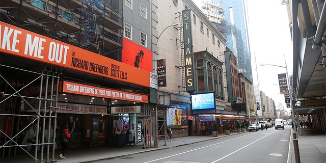 NEW YORK, NEW YORK - MARCH 12: Broadway Theaters are seen as they begin to shut down for 30 days due to the ongoing threat of the coronavirus (COVID-19) outbreak on March 12, 2020 in New York City.  (Photo by Bruce Glikas/Getty Images)