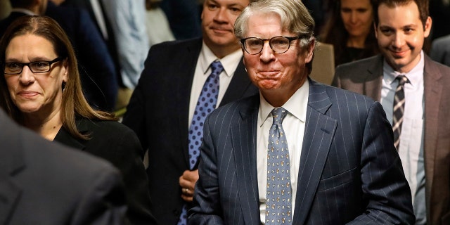 In this Friday Feb. 21, 2020 file photo, Manhattan District Attorney Cyrus Vance Jr, foreground right, accompanied by Assistant District Attorney Joan Illuzzi, left, leave Harvey Weinstein's rape trial at criminal court in New York. (AP Photo/Richard Drew, File)