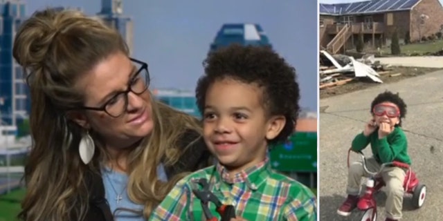 Becky Kelly and her 3-year-old son, Dax, talk to "Fox & Friends" about the volunteer work following a deadly tornado that swept through their city of Cookeville, Tenn.