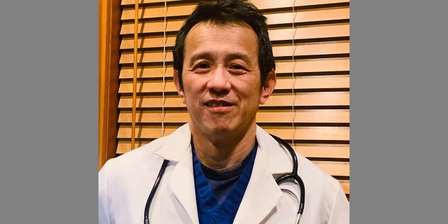 A photo taken Friday, March 27, 2020, in Bellingham, Wash., and provided by Ming Lin hows Dr. Ming Lin, an emergency room doctor at PeaceHealth St. Joseph Medical Center in Bellingham. Lin said Friday he was fired after publicly criticizing the hospital’s coronavirus preparations. (Dr. Ming Lin via AP)