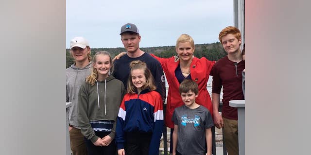 Boothbay blood donor Eve Jamieson and her six children
