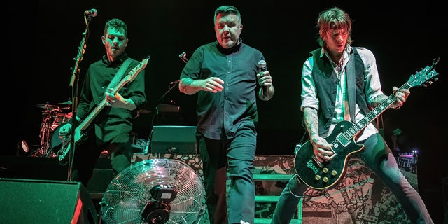 Kevin Rheault, Ken Casey and James Lynch of Dropkick Murphys perform on stage at Oslo Spektrum in Oslo, Norway.