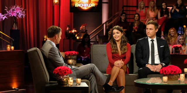 THE BACHELOR - "The Bachelor: Season Finale Part 2" - Peter and Hannah Ann discuss their relationship in the hot seat during the second night of the live special, season finale event of "The Bachelor," TUESDAY, MARCH 10 (8:00-10:01 p.m. EDT), on ABC. (John Fleenor via Getty Images) CHRIS HARRISON, HANNAH ANN, PETER WEBER