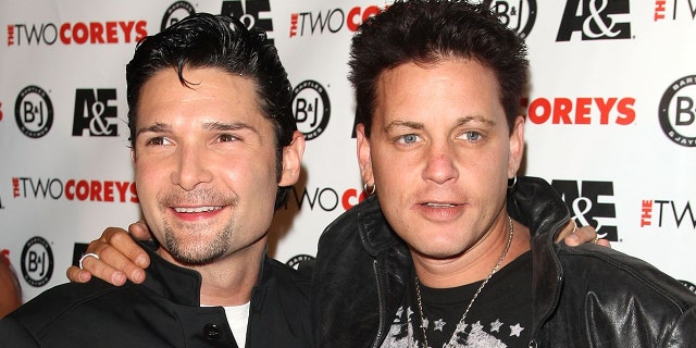 Corey Feldman, left, and Corey Haim attend the A&E Premiere Of 'The Two Coreys' held at Sugar nightclub on July 27, 2007 in Hollywood, Calif. (Photo by Frazer Harrison/Getty Images)