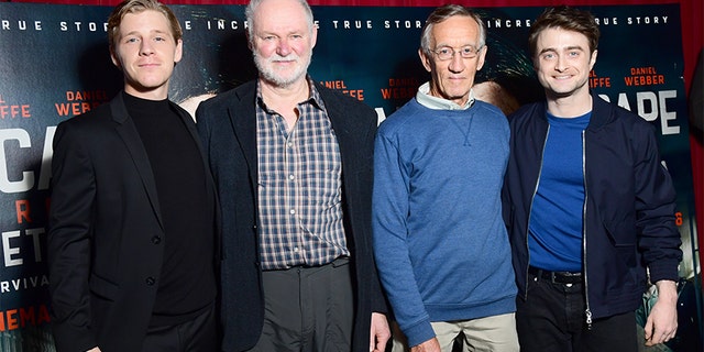 L-R: David Webber, Stephen Lee, Tim Jenkin and Daniel Radcliffe attend a screening for the new film 'Escape from Pretoria' at the Soho Curzon in London.