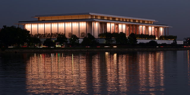 John F. Kennedy Center for Performing Arts shot at dusk across the Potomac in Georgetown
