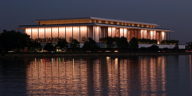 John F. Kennedy Center for Performing Arts shot at dusk across the Potomac in Georgetown