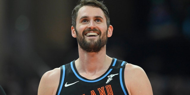 Cleveland Cavaliers forward Kevin Love reacts in the second quarter against the LA Clippers at Rocket Mortgage FieldHouse. (David Richard-USA TODAY Sports)