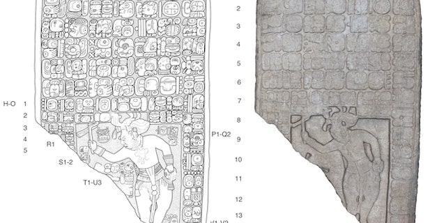 A drawing of a tablet found at the site (left) and a 3D-model of the tablet (left).