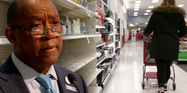 Mayor Sylvester Turner tweeted about people panic-buying amid the coronavirus outbreak. In this March 3, 2020 file photo, shelves that held hand sanitizer and hand soap are mostly empty at a Target in Jersey City, N.J. (Getty/AP Photo/Seth Wenig)