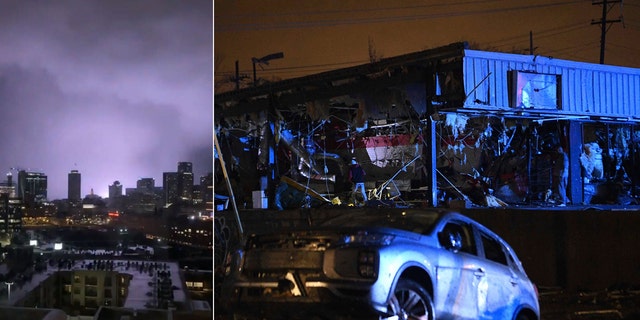 Damaged vehicles and buildings are seen in East Nashville after a tornado hit the city in the early morning hours of Tuesday, March 3, 2020.