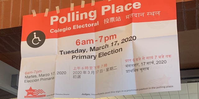 A polling location in Chicago, Illinois on primary day - March 17, 2020