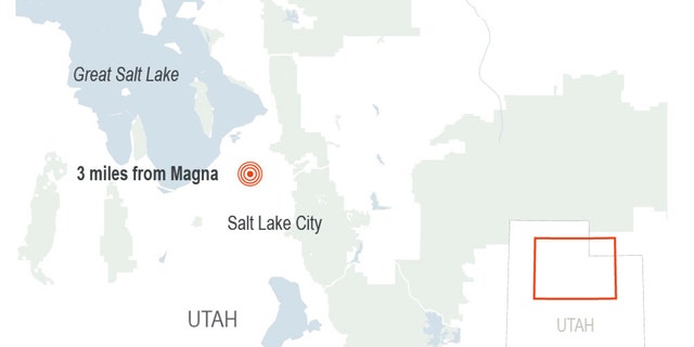 A map provided by the U.S. Geological Survey shows the epicenter of the quake, located around the Salt Lake City suburb of Magna.