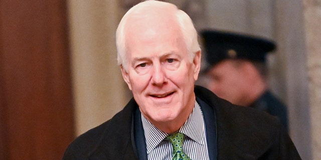 Sen. John Cornyn, R-Texas arrives for the continuation of the Senate impeachment trial of President Trump at the U.S. Capitol in Washington. Cornyn blamed China and the Chinese culture for the coronavirus pandemic while speaking with reporters Wednesday. (REUTERS/Erin Scott)