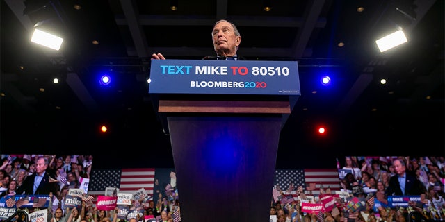 Democratic presidential candidate Mike Bloomberg speaks during a campaign rally at the Palm Beach County Convention Center in West Palm Beach, Fla., Tuesday, March 3, 2020. (Matias J. Ocner/Miami Herald via AP)