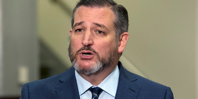 Sen. Ted Cruz R-Texas, speaks to the media during the impeachment trial of President Donald Trump.