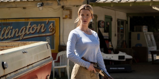 Betty Gilpin in "The Hunt." (Patti Perret/Universal Pictures via AP)