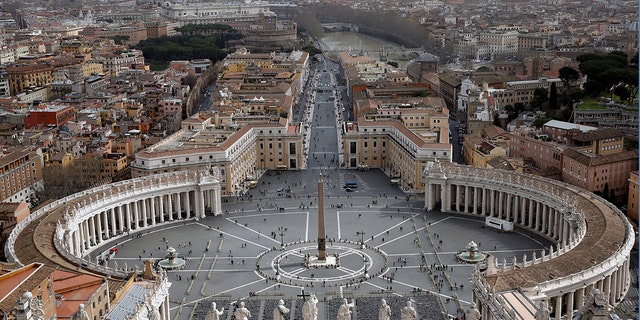 General view of St. Peter's Square after the Vatican reports its first case of coronavirus, at the Vatican.