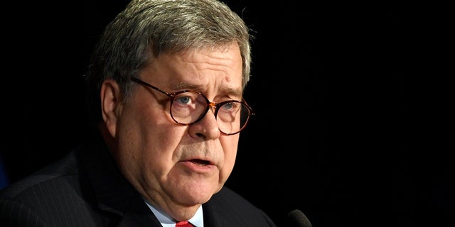 Feb. 10, 2020: Attorney General William Barr speaks at the National Sheriffs' Association Winter Legislative and Technology Conference in Washington. His Justice Department will begin executing inmates in July after the Supreme Court refused to hear an appeal challenging the government's new lethal injection procedures. (AP Photo/Susan Walsh)