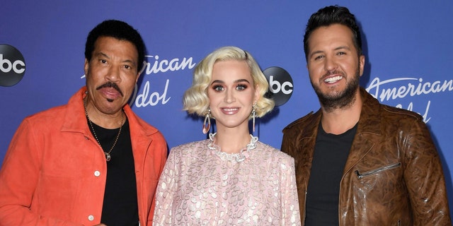 (L-R) Lionel Richie, Katy Perry and Luke Bryan attend the premiere event for "American Idol" hosted by ABC at Hollywood Roosevelt Hotel on February 12, 2020 in Hollywood, California. 