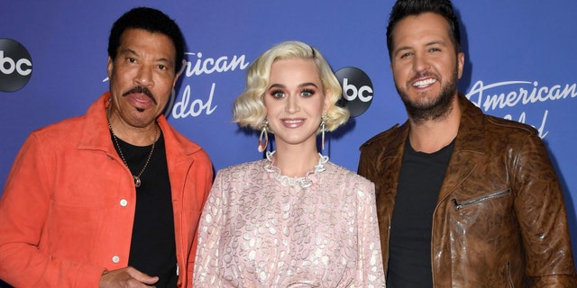 (L-R) Lionel Richie, Katy Perry and Luke Bryan attend the premiere event for "American Idol" hosted by ABC at Hollywood Roosevelt Hotel on February 12, 2020 in Hollywood, California. 