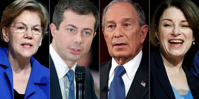 Former 2020 Democratic candidates Sen. Elizabeth Warren of Massachusetts, former New York City mayor Mike Bloomberg, former South Bend, Indiana mayor Pete Buttigieg and Sen. Amy Klobuchar of Minnesota.