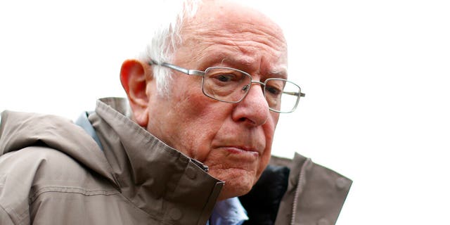 Democratic presidential candidate Sen. Bernie Sanders, I-Vt., visits outside a polling location at Warren E. Bow Elementary School in Detroit, Tuesday, March 10, 2020. (AP Photo/Paul Sancya)