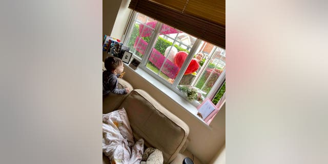 To avoid coronavirus, which doctors said could be fatal, Angel Wood is self-isolating - meaning her mom Sally Wood, 53, couldn't set up her usual banners, balloons, cake and gifts in the living room.