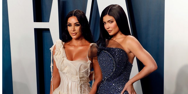 Kim Kardashian West and Kylie Jenner attend the 2020 Vanity Fair Oscar Party at Wallis Annenberg Center for the Performing Arts on February 09, 2020 in Beverly Hills, Calif. 