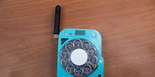 Justine Haupt’s self made mobile phone with a rotary dial.