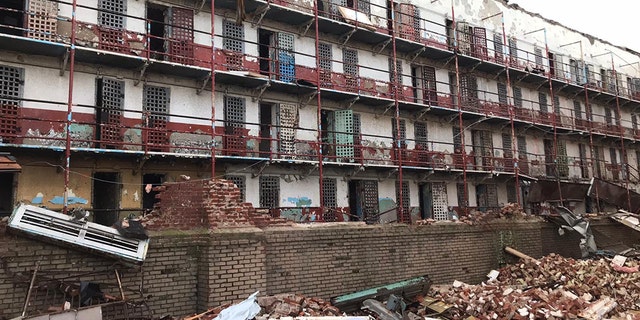 Damage at the Old Tennessee State Prison after the tornado struck Nashville.