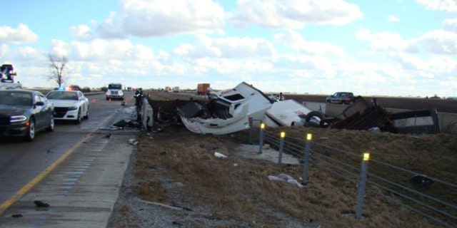 Gusty winds sent a trailer