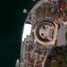 Satellite image provided by Maxar Technologies shows an aerial view of Battery Park in New York, Mar. 11, 2020.