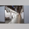 Makeshift hospital rooms stretch out along the floor at the Jacob Javits Convention Center in New York, March 27, 2020.