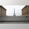 A police officer walks in the empty Trocadero square, in Paris, March 18, 2020. 