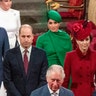 Britain's Prince Harry, Prince William, Meghan Duchess of Sussex and Kate, Duchess of Cambridge and Prince Charles leave the annual Commonwealth Service at Westminster Abbey in London, March 9, 2020. 