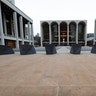 New York, New York: Josie Robertson Plaza at Lincoln Center nearly deserted Thursday, March 12, 2020, after nearly all of Lincoln Center's performance spaces shuttered their doors following a statewide ban on gatherings of more than 500 people.