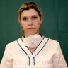 Daniela Turno, 34, an ICU nurse at the Humanitas Gavazzeni Hospital, poses for a portrait at the end of her shift in Bergamo, Italy, March 27, 2020.