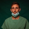 Daniele Rondinella, 30, an ICU nurse at Rome's COVID 3 Spoke Casalpalocco Clinic, poses for a portrait during a break in his daily shift in Rome, Italy, March 27, 2020.
