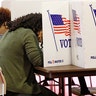 Voters working on their ballots in the kiosks in Jackson, Mississippi.