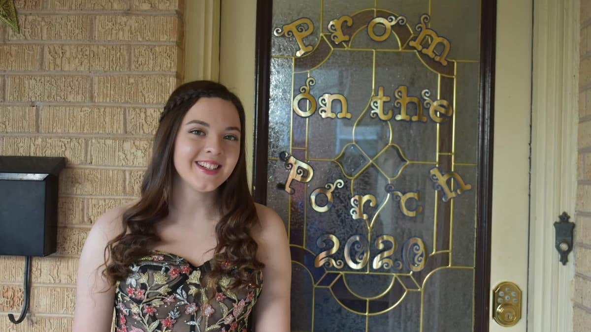 Grayson Chapman, pictured, at her "prom on the porch" party.
