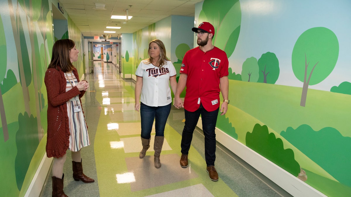 Minnesota Twins MLB Pitcher Randy Dobnak and his wife, Aerial Dobnak visit St. Jude Children's Research Hospital on Friday, January 31, 2020.