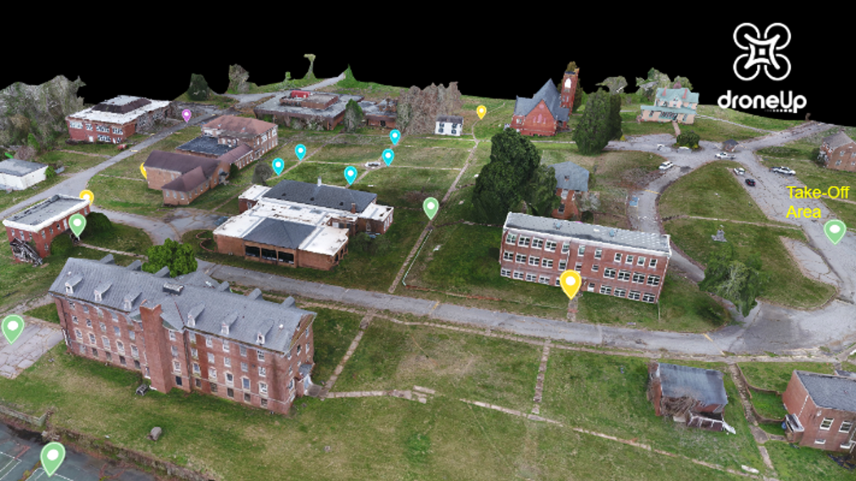 3D model of college campus where the drone missions took place (Credit: DroneUp)