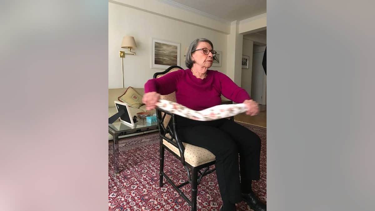 A participant in the Alzheimer’s Foundation of America's chair yoga class.